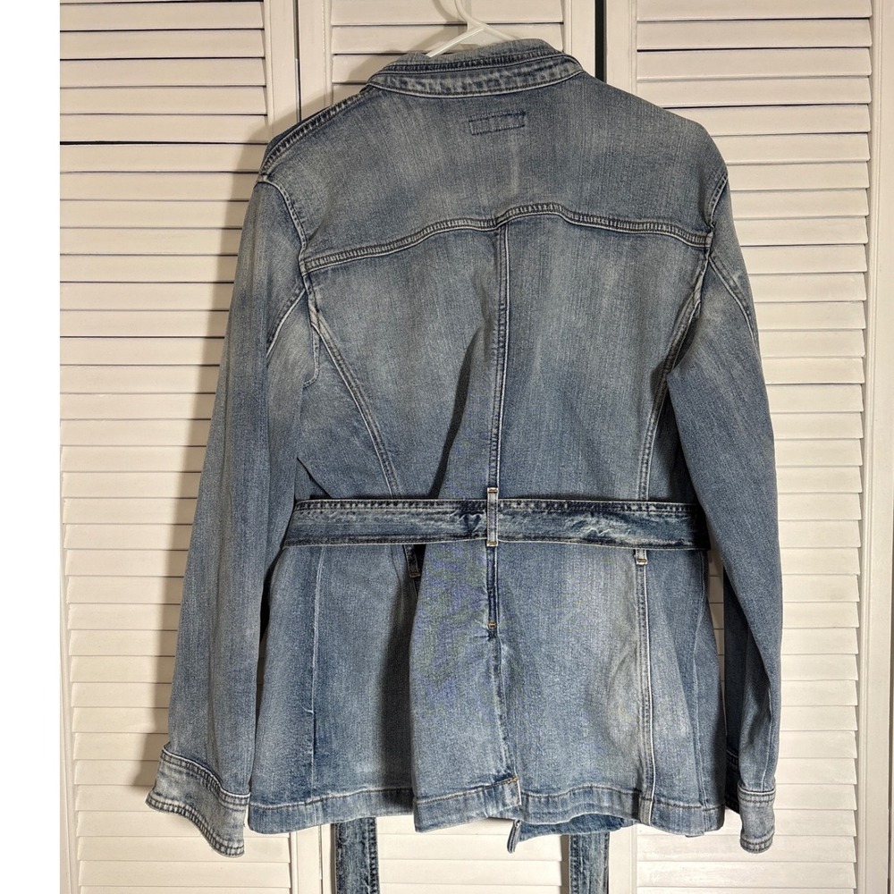 Lauren Ralph Lauren Light Wash Denim Belted Safari Utility Jacket Blue LRL - Picture 2 of 6